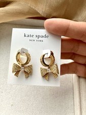 kate spade Gold-Tone Wrapped in a Bow Huggie Drop Earrings