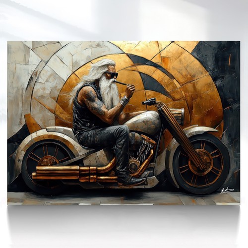 Leinwand bild motorradfahrer - leinwand,
