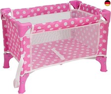 Reisebett für Puppen Pink Polka Dot | Zusammenklappbares Puppenbett Spielzeug | 