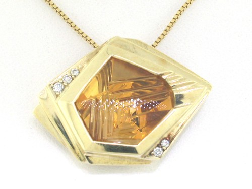 Citrin anhänger 585 - anhänger, gelbgold