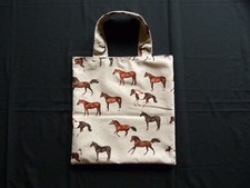 Stofftasche selbst hand genäht Pferde Reit Sport Tiere Einkauf Stoff Tasche
