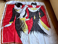 Vintage Seidentuch 106x106 cm Grafik Damen Motiv 1980er rot schwarz gelb rar?️