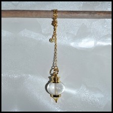 Kugel Pendel mit BERGKRISTALL Edelstein Messing vergoldet