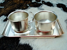 WMF Ikora Milch-und-Zucker-Set Tablett versilbert Menagerie Menage 50er 60er Mid