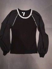 Pullover Strass-Detail Oberteile Bluse Damen 36/38 S M NEU Festlich Weihnachten 