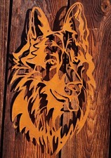 Edelrost Wandbild Schäferhund filigran 40 cm Wandschmuck Gartendeko Hunde 