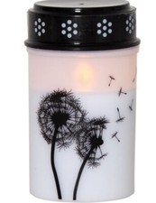 LED Grablicht mit Pusteblume Grabkerze Trauerlicht Grab Friedhof Licht weiß