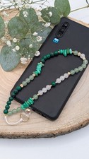 Handykette Grün fürs Handgelenk - Handyanhänger - Handyschmuck mit Edelsteinen