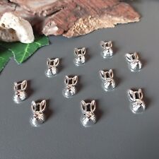 10 Hasen Hase Kopf Häschen Charms Kettenanhänger antik Silber Farbe Schmuck (13)