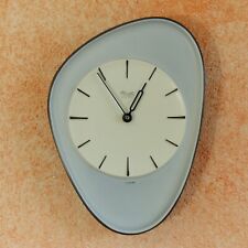 alte Kienzle automatik Küchenuhr Wanduhr 60er Vintage grau Nierendesign