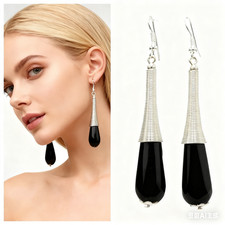 ONYX Ohrringe schwarz 925 Sterling Silber Ohrhaken Damen Ohrhänger Bailysbeads®