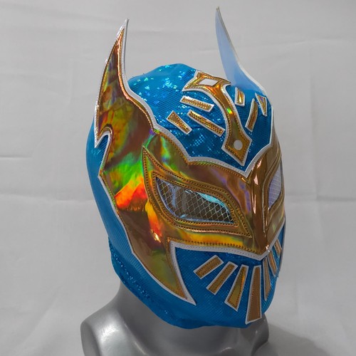Blau gold wrestling maske - blau,