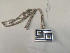 Vintage GUCCI Sternzeichen ♋️ Krebs massiv Silber blau Emaille Anhänger & Kette RAR