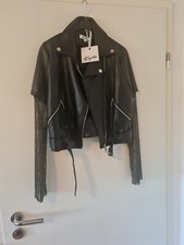 Damen Lederimitat Biker Jacke