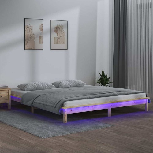 Massivholzbett mit leds - massivholzbett,