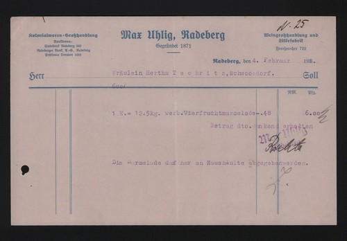 Radeberg rechnung 1938 - rechnung, max
