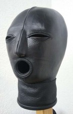 Ledermaske, schwarz, handgefertigt. Leather Mask, handmade, black, Hals, Augen