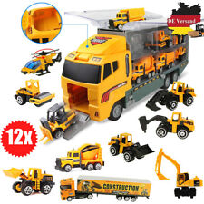 12 in 1 Baufahrzeug Autos Bagger Baustelle LKW Spielzeugautos Transporter Kinder