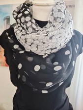 Eleganter Seidenschal aus reiner Seide, schwarz-grau, mit Punktmuster, 150x105cm