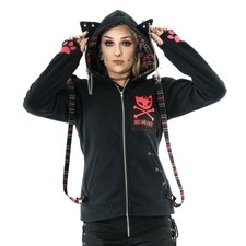 Bye Bye Kitty Kapuzenjacke Trinity Hood Kawaii Goth Punk Tartan Ohren Hoodie