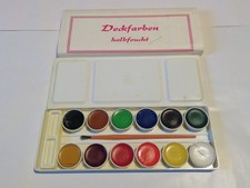 DDR Deckfarben Malkasten ,Farbmalkasten mit Mischpalette und Pinsel - unbenutzt