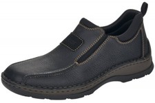 Rieker Leder Herren Halbschuh Slipper Schwarz Extra Weit 05363-00