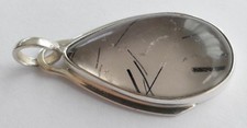Anhänger Rutilquarz - Cabochon 925 Silber rhodiniert Vintage 70er Pendant silver