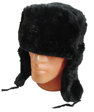 Russische Uschanka Kunstfell Kosaken Trapper Mütze schwarz 60 cm L-XL