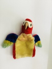 Steiff Handpuppe Papagei YUKU 1968 / 1977 komplett  Nickelknopf & Fahne  Schild