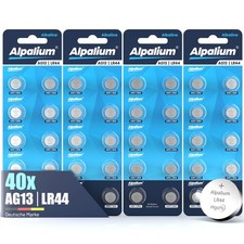 AG13 LR44 Knopfzellen Batterien 40 Stück Alpalium Alkaline für Uhren Spielzeug