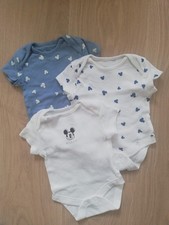 Kurzarmbody 3er Set 50/56 Baby Junge MICKY MAUS Blau Weiß Herzen NEU! 