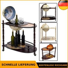 Globusbar mit Tisch Minibar, Weltkugel Ø 33cm rollbar Eukalyptusholz 3 Modell DE