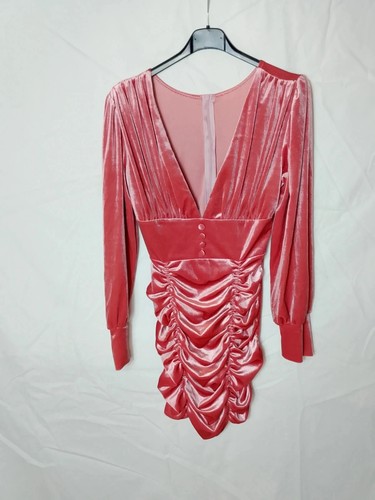 Samtkleid puderrosa mit locken - puderrosa,