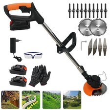 Rasentrimmer Freischneider Rasenkantenschneider mit 3 Arten Klingens&2 Akku