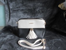 Schultertasche schwarz+weißmit langem Gurt,  Handtasche Neu und unbenutzt