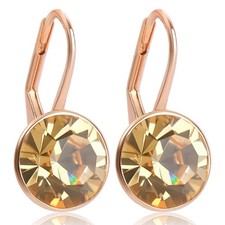 Ohrringe Rosegold Braun Markenkristalle Echtsilber 925 Ohrhänger kurz NOBEL S...