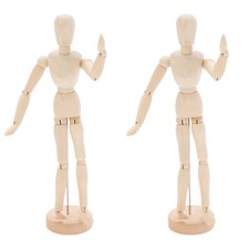 2x Gliederpuppe aus Holz 33 cm Zeichenfigur mit Ständer Mannequin Zeichenpuppe