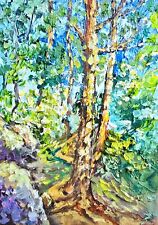 Waldweg Ölmalerei 10x15 cm Landschaft Abstrakt Art Original Ölgemälde auf Karton