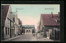Kellinghusen, Ansichtskarte, Hauptstrasse mit Bahnhof-Hôtel und Geschäften 