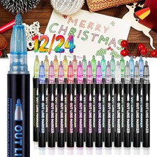 12/24PCS Glitzerstifte Metallic Outline Zauberstifte Basteln Scrapbooking Kinder