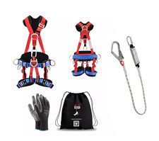 SET Absturzsicherung 5 Punkt  Klettergurt Auffanggurt + Falldämpfer Fallschutz