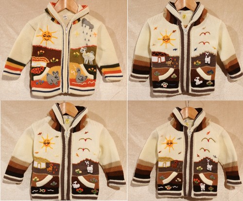 Kinder strickjacke creme bunt - strickjacke,