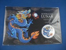 Australien 1 Dollar 2024 Lunar III blue Dragon  blauer Drache  1 Oz Silber OVP