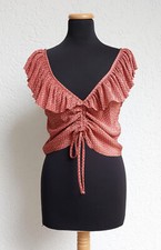 Kupfer rot Punkte Plissee Bluse von Zara, Gr. L (NEU)