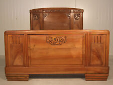 KM 357 Elegantes Jugendstil Bett Nussbaum Floral Frankreich um 1920 Antik