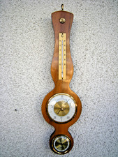 Nostalgie"Fischer"DDR Wetterstation-Hygrometer, Barometer, Thermometer.Holz 53cm