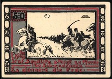 Notgeld Ohlau, 50 Pfennig, Graf Seydlitz steigt zu Pferde 100 Schwadronen 