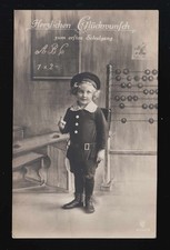 CL Foto AK 6354/6 ABC Schütze, Tafel, Junge 1. Schulgang, gelaufen 10.4.1920