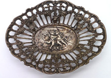 Jugendstil 800er Silber Durchbruchschale Puttos Rosen florales Dekor - 64 g