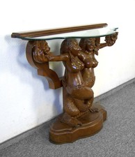 Konsolentisch Wandkonsole Wandtisch Holz Nussbaumton Glasplatte Konsole